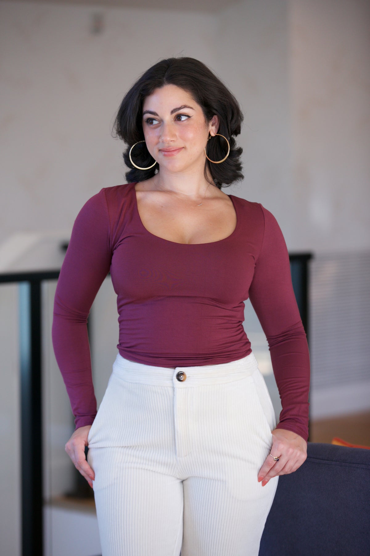 NYLAND Zennia L/S Scoop Neck Top Raspberry