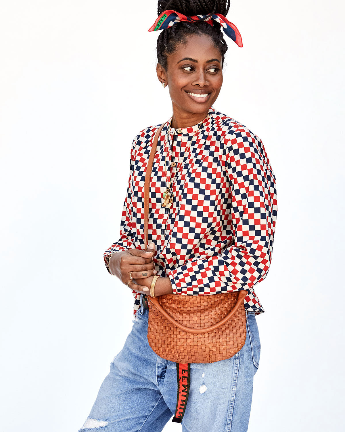 Clare V. Petit Moyen Woven Messenger