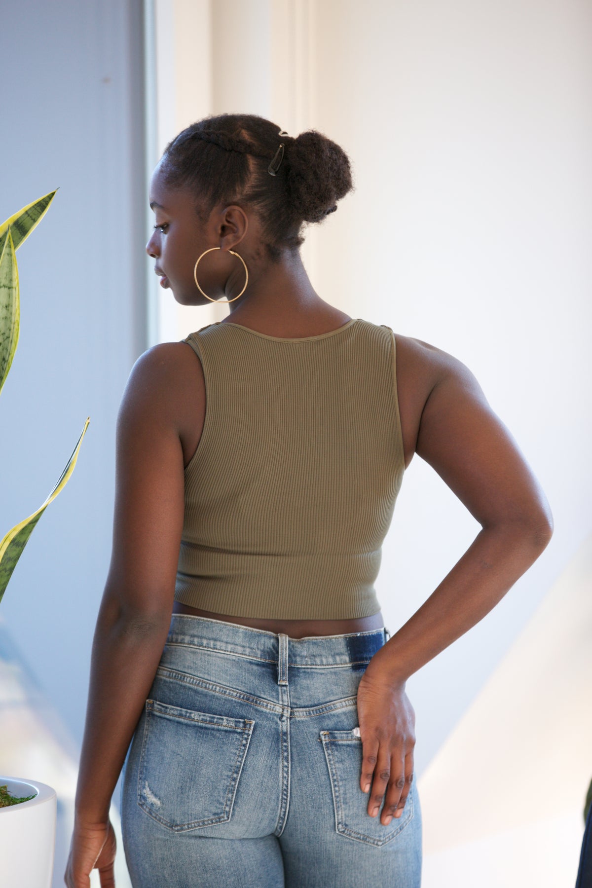 SHINE by Adorn Plunge V-Neck Crop Top