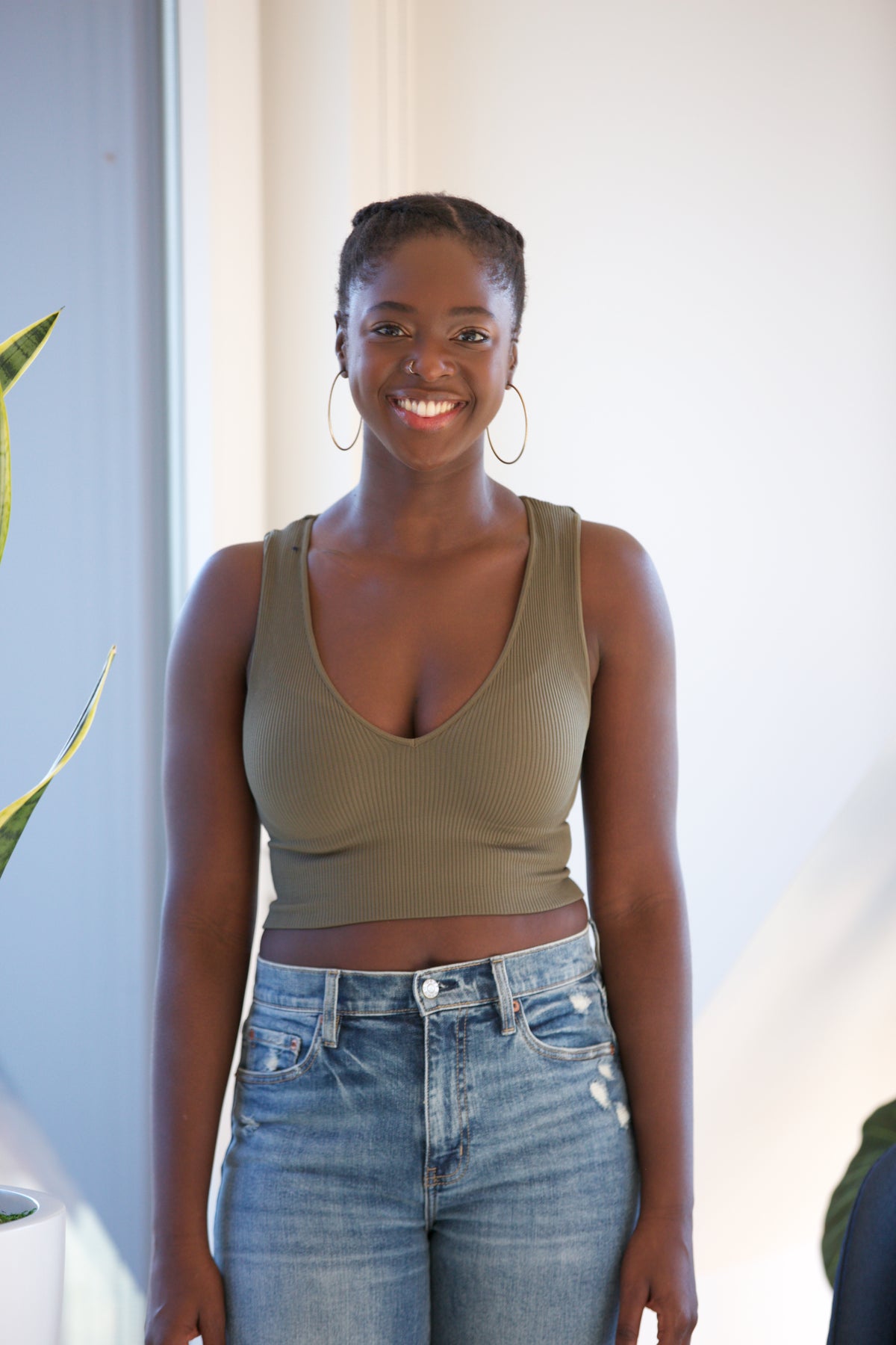 SHINE by Adorn Plunge V-Neck Crop Top
