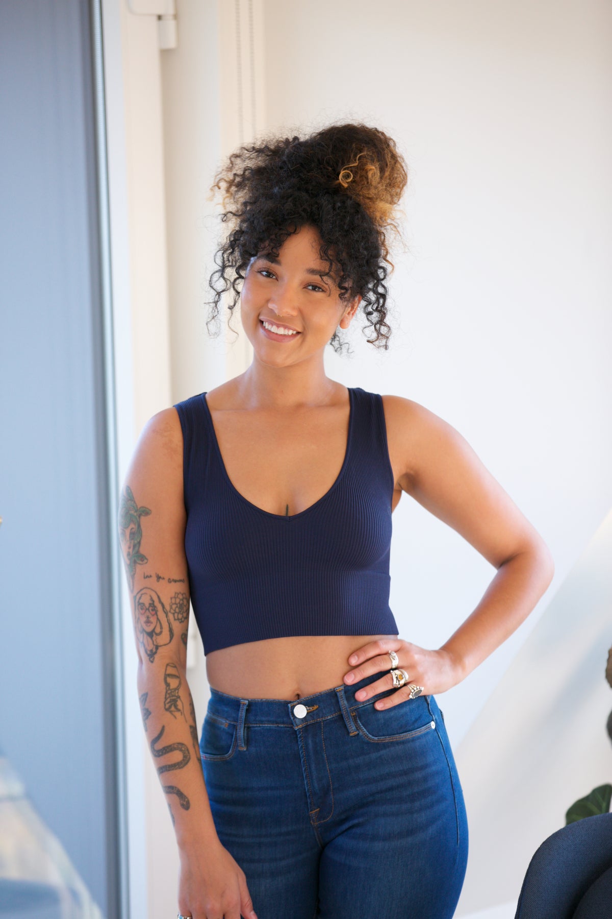 SHINE by Adorn Plunge V-Neck Crop Top