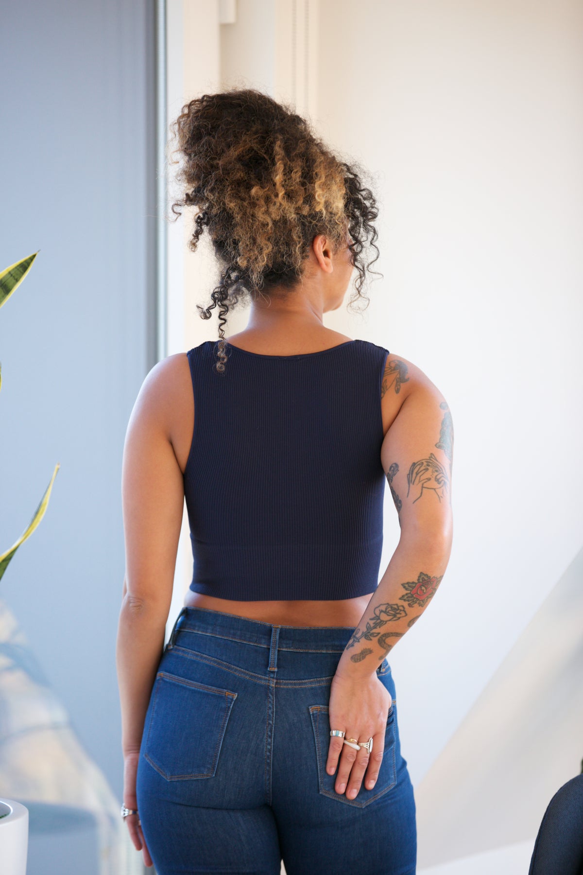 SHINE by Adorn Plunge V-Neck Crop Top
