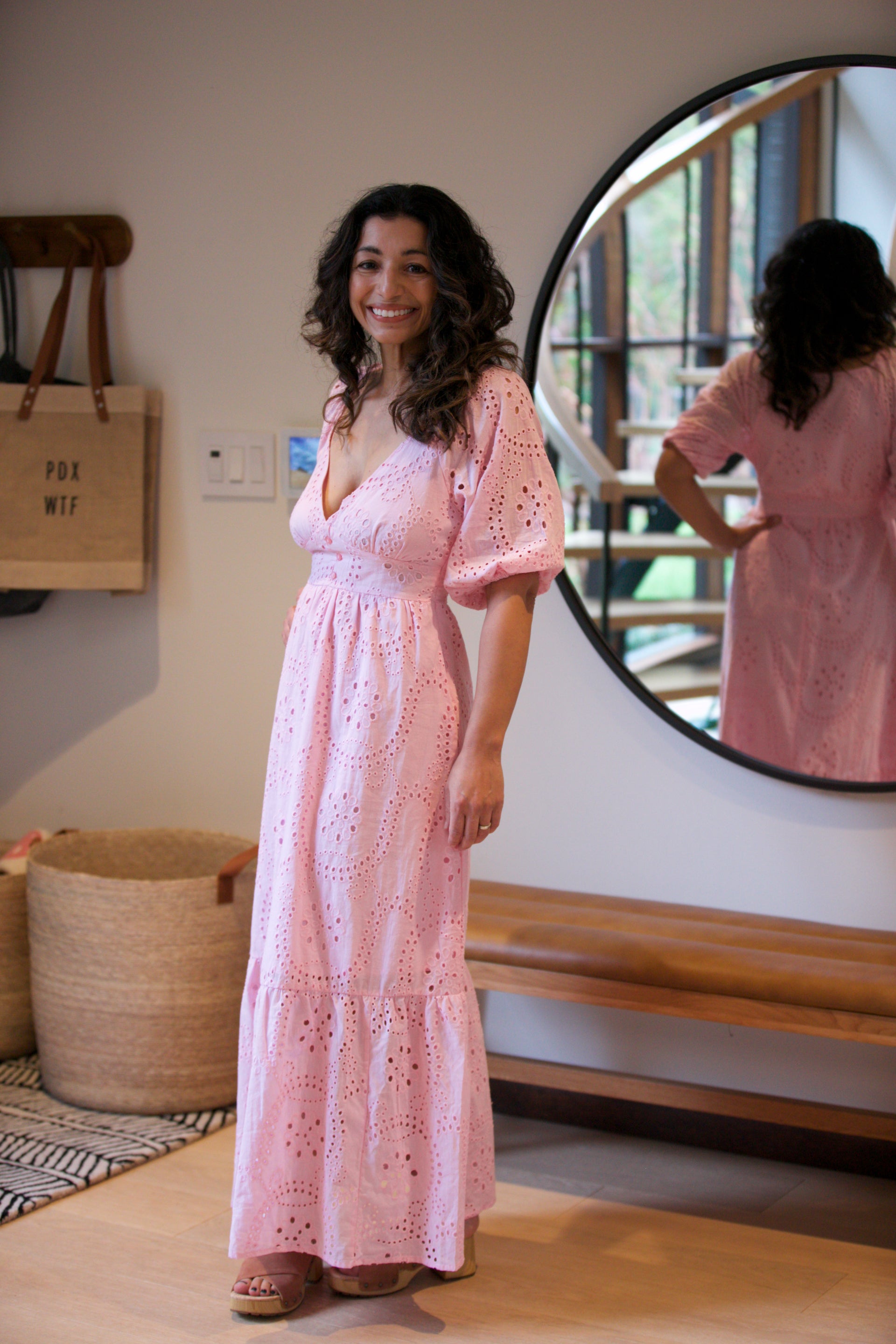 eyelet pink dress