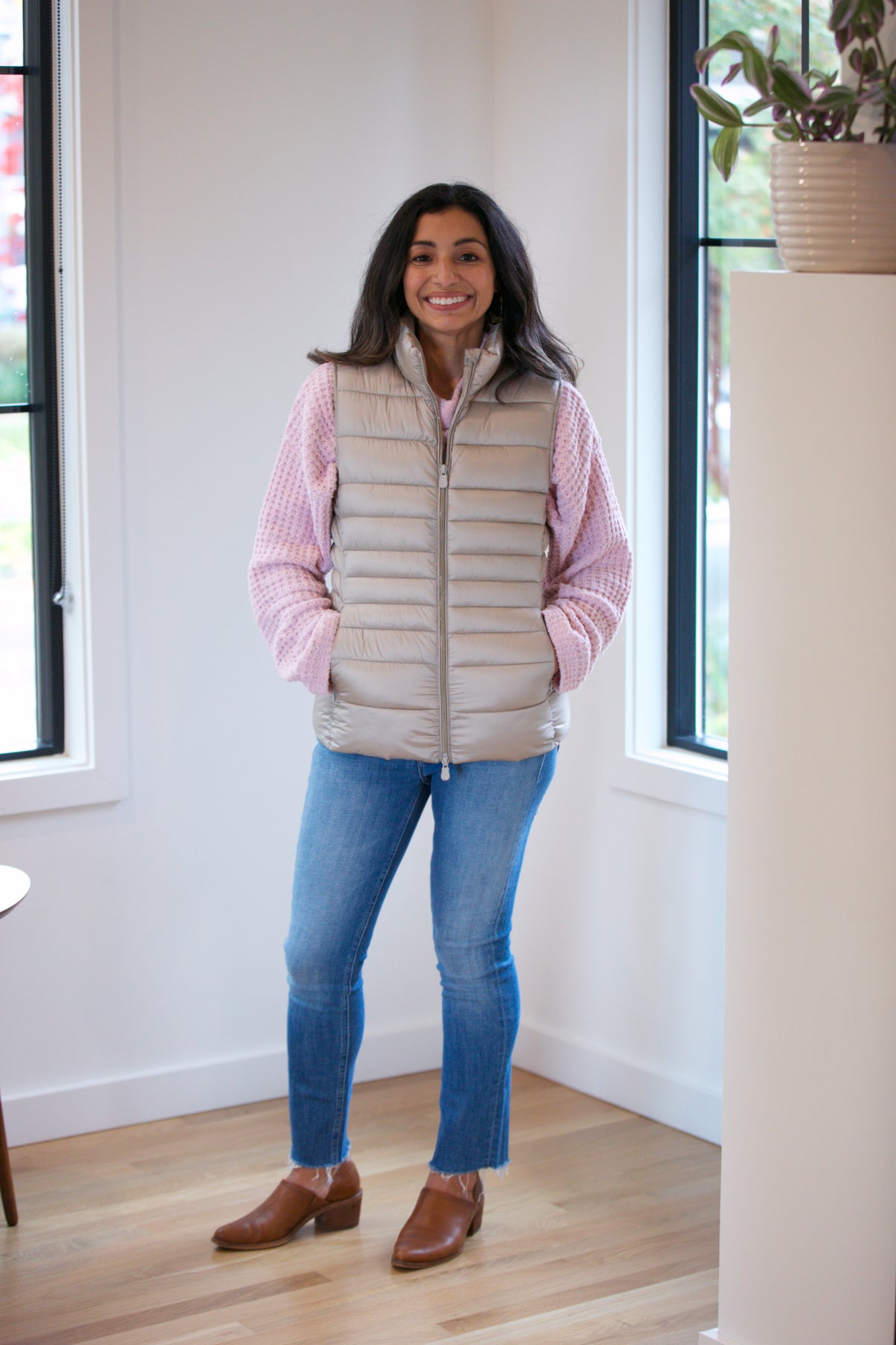 Save The Duck Lynn Vest in Shell Beige