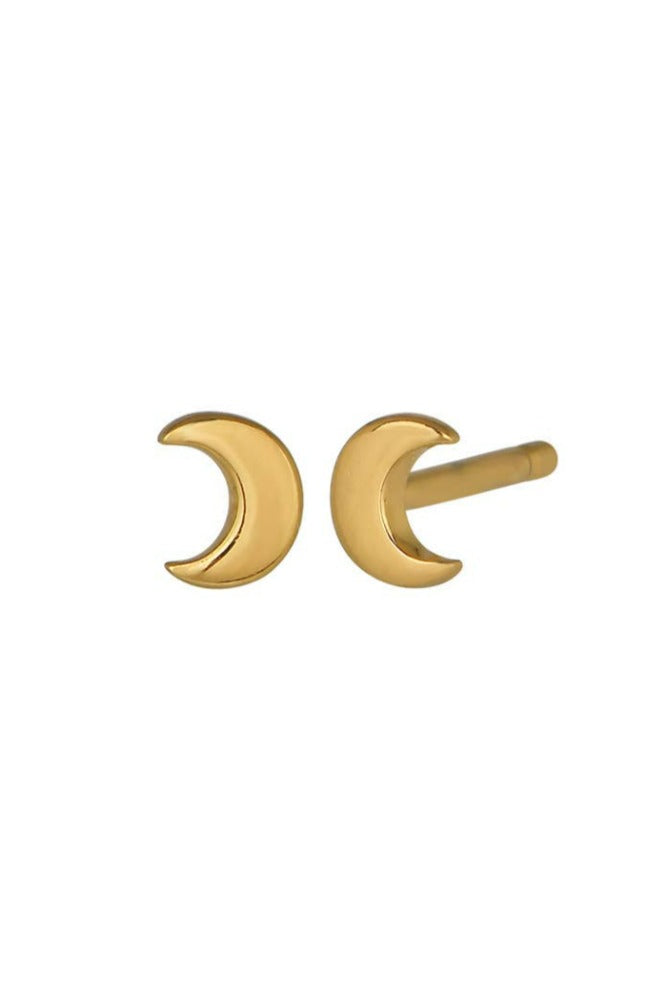 The Land of Salt Moon Stud Earrings Gold