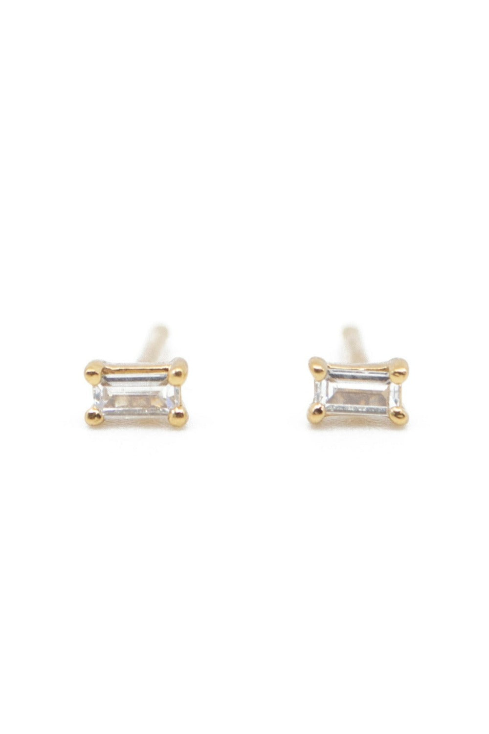 The Land of Salt Dara Clear CZ Baguette Stud Earrings
