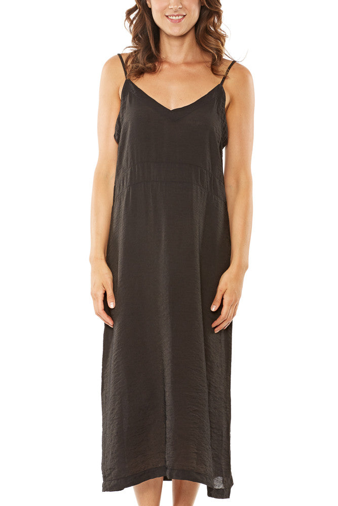 LACAUSA Alma Slip Dress in Tar