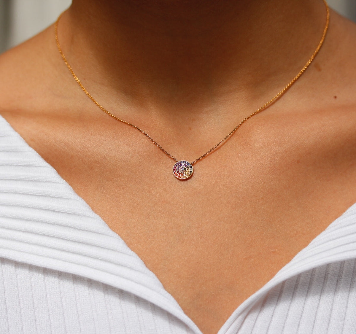 TAI Rainbow Small Circle Necklace