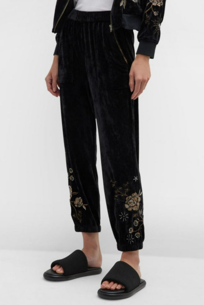 Johnny Was Collection Ally Velour Jogger Black